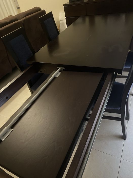 Mesa extensivel madeira macica com 4 cadeiras