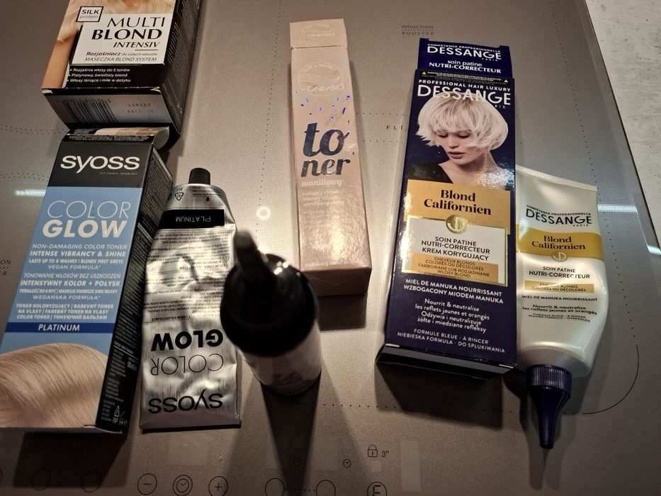 Platynowy biały blond farbowanie rozjaśniacz i tonery