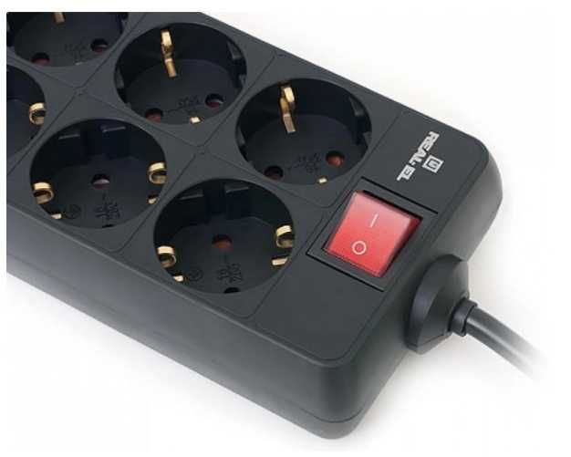 Мережевий фільтр REAL-EL RS-8 PROTECT, 3m, black (EL122300022)
