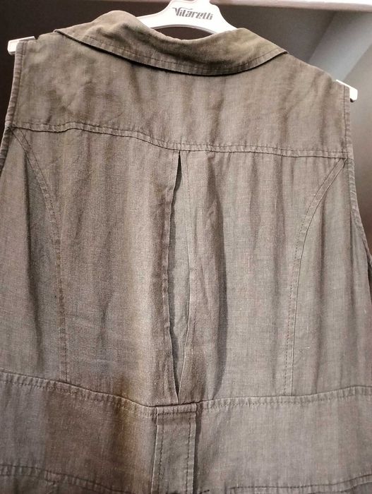 Vestido caqui em linho (tamanho 46) - Marca portuguesa Elisa Baia