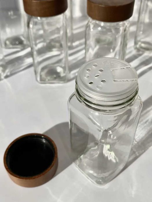 Набір баночок для спецій з деревʼяною кришкою 10 шт, 120 мл