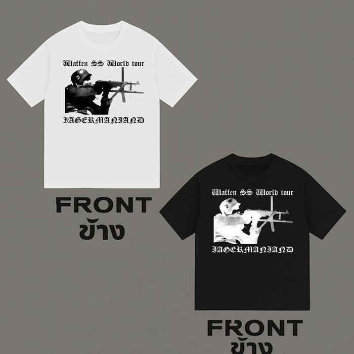 Мужская Черная Белая Футболка Waffen ss world tour СС Вафен Ворлд