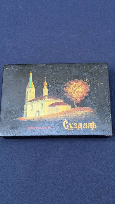 Вінтажна лакова шкатулка ручної роботи «Суздаль» (Палех/Холуй)