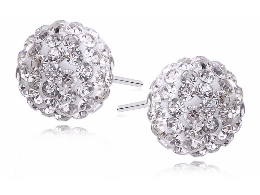 Srebrne Kolczyki Kulki Shamballa Swarovski Balls Alkc10Mw