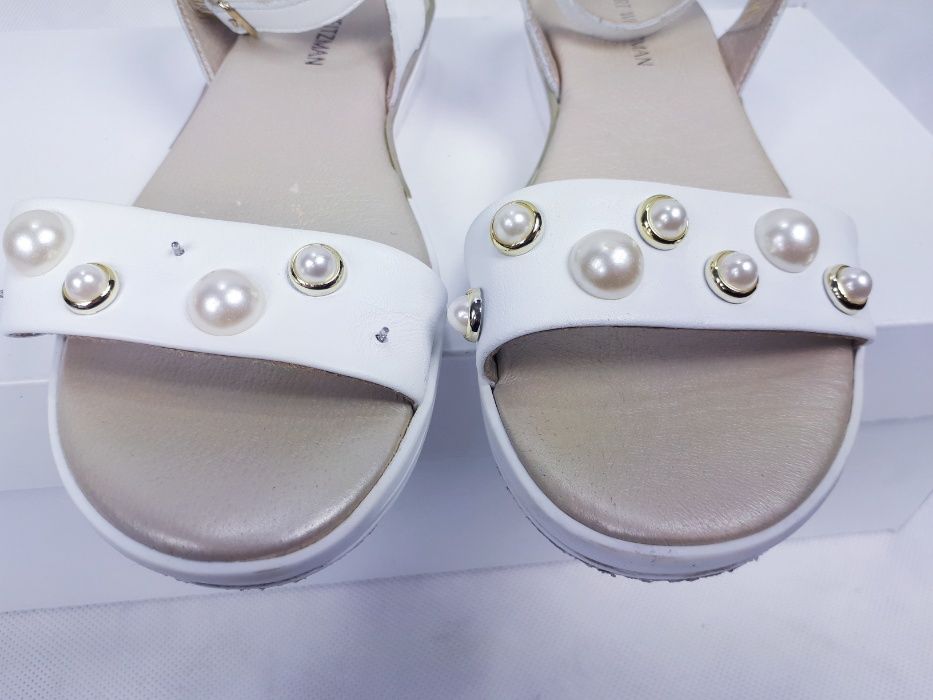 Sandały STUART WEITZMAN białe pwrły skóra 36