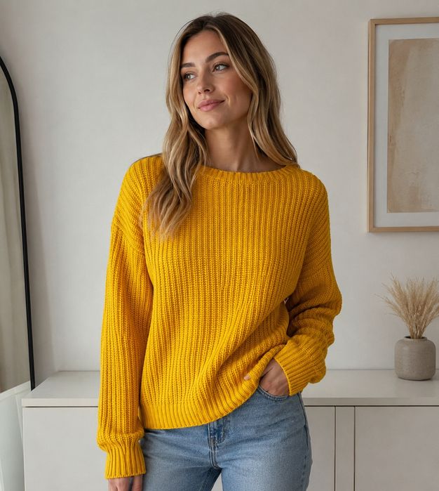 Sweter pleciony ciepły M/L Missqided