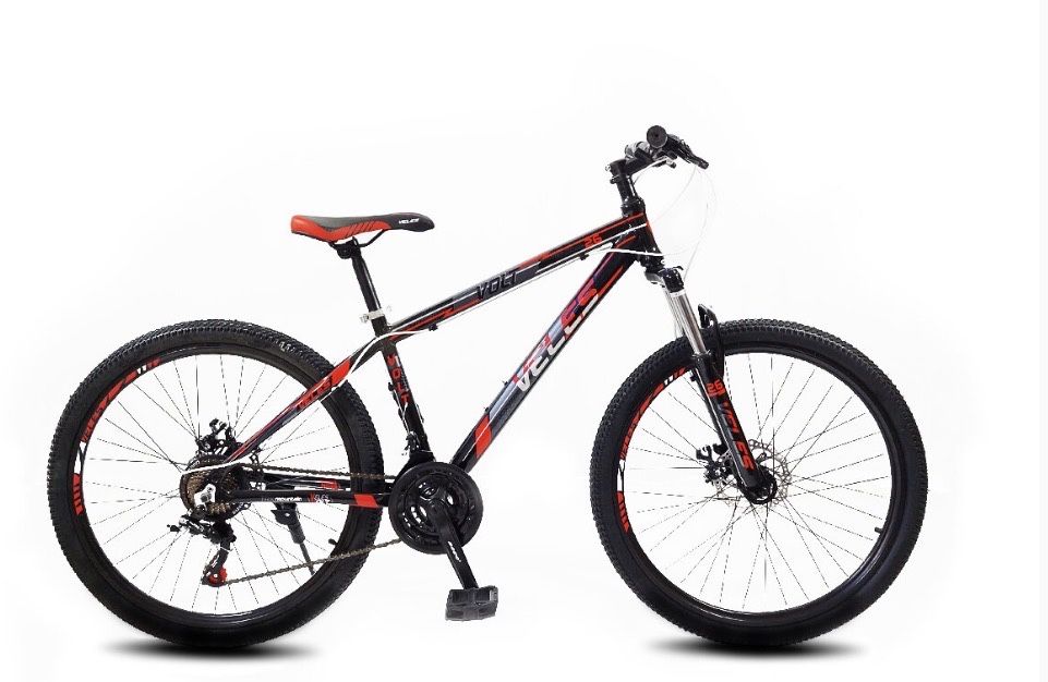 Велосипед Veles Volt черно-красный 26 / Горный велосипед диаметр 26 дюймов + подарок насос