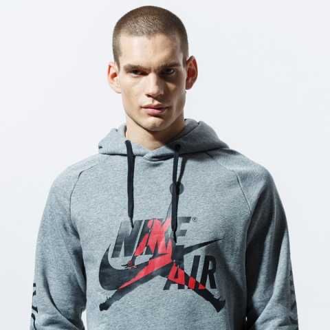 NIKE AIR JORDAN (M) Jumpman худи мужское на флисе серое теплое