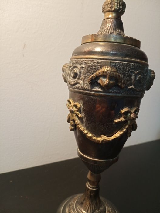 Linda Anfora antiga Grega em Bronze Vintage 38,5 de altura