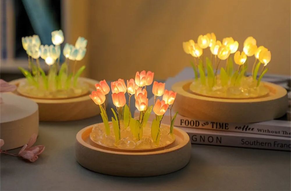 Ночная лампа ручной работы с тюльпанами