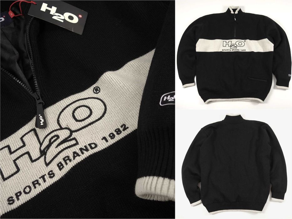 H2O Sports Brand 1982 Vintage Half-Zip z Metką NOWY Sweter Rozpinany Męski Membrana + Wełna