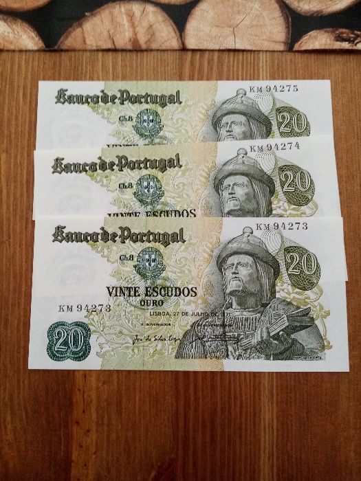 20$00 de GARCIA de ORTA 3 NOTAS Novas NÃO CIRCULADAS Numeração Seguida