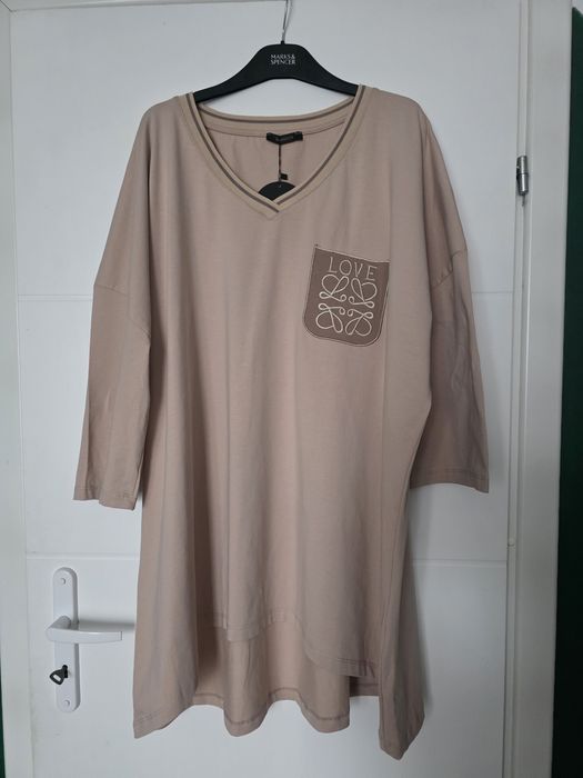 Cudna bawełniana tunika wysoka jakość haft plus size 50 52