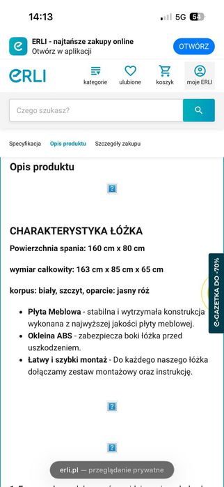 Łóżko tapicerowane LILI 160x80 szuflada + materac