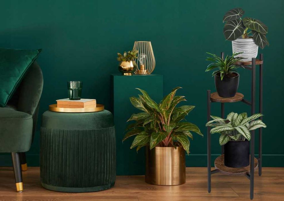 NOWY Kwietnik Stojący Metalowy Stojak na Kwiaty dąb Rustykalny Loft