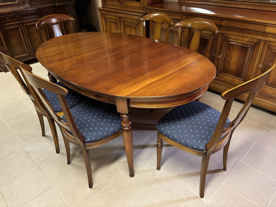 Piekny Stylowy Zestaw Komoda lustro witryna stół 6 krzeseł jak Selva