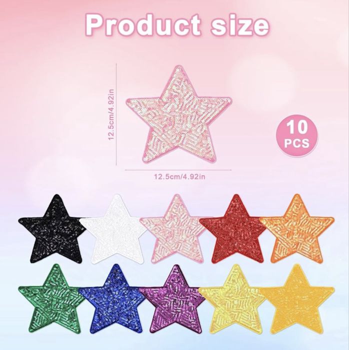 Peutier 10 celinowych gwazdek do naklejenia żelazkiem