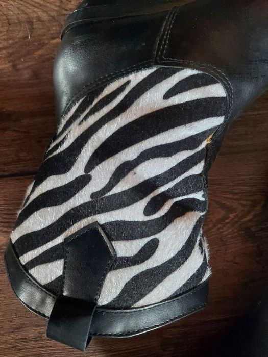 Jenny Fairy LS5841 | botki | kowbojki | zebra | łączone materiały nowe