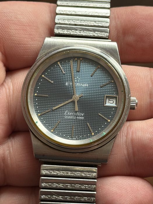 Eterna Executive Quartz 4000 rozmiar, 35/41mm, piękny stan, po serwisie , lata 70te, w stali