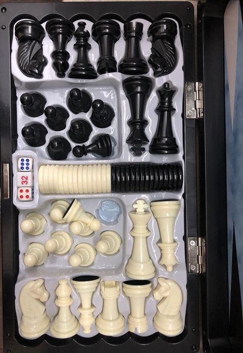 Шахматы, шахи, шашки, нарды, набор 3 в 1, 8899 MC 1178, новий