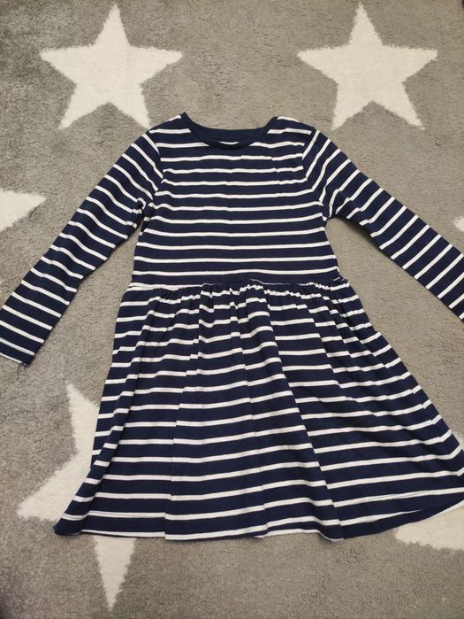 Sukienka bawełniana granatowo-białe paski f&f