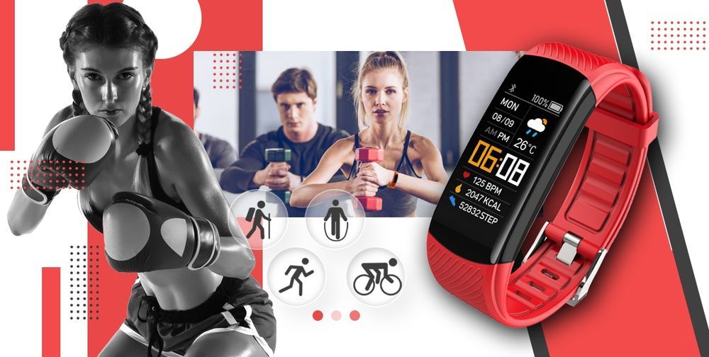 Smartwatch GIEWONT Czarno Czerwony 2 Paski GW200-1