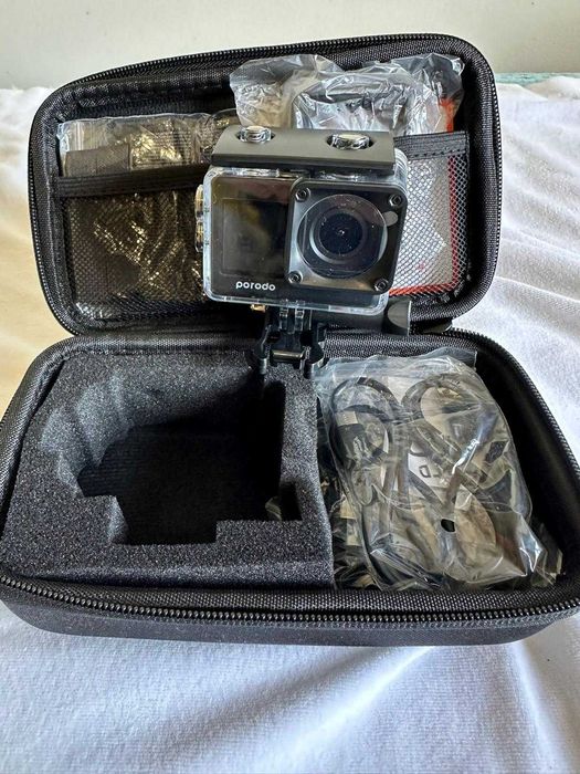 Câmara de Ação Porodo 4K Waterproof com Wi-Fi – Nova (Nunca Usada)