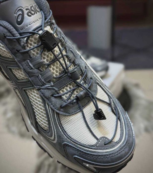 Мужские кроссовки Асикс серые замшевые сеточка Asics