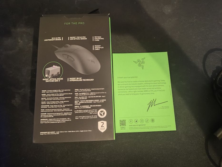 Razer DeathAdder V3 – 30K DPI – Como Novo – Caixa + Bolsa