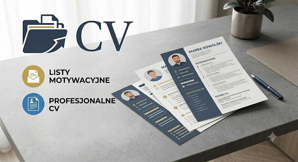 Tworzę profesjonalne oraz schludne CV dopasowane do konkretnej oferty pracy + opcjonalnie list motywacyjny.