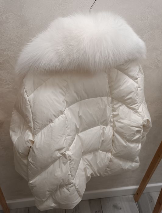 Kurtka zimowa 38 M puch lis naturalny futro S/M/L