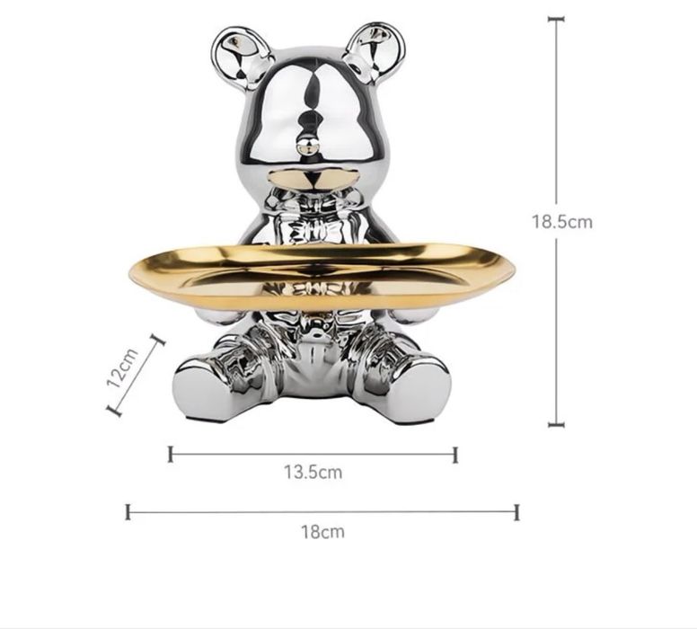 Декоративний ведмедик з золотою тацею — стиль і користь в одному!
