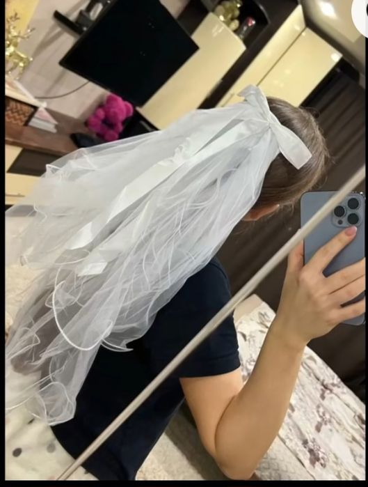 Весільна фата з бантиком 60 см