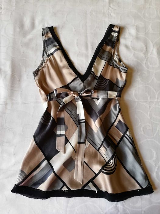 Top wiązany bluzka jedwabna damska XS / 34 jedwab naturalny 100%