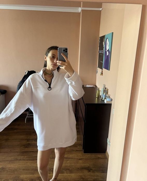 Худи на флисе белый