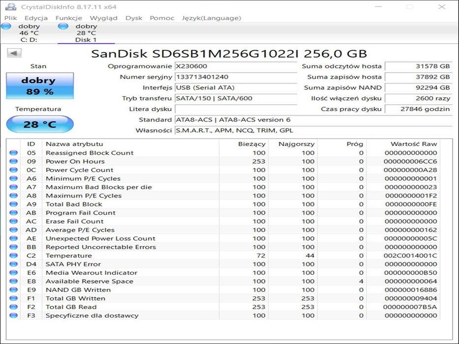 SSD 256GB SanDisk x110