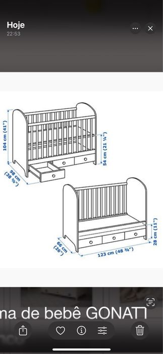 Berço bebé gonnat ikea colchão