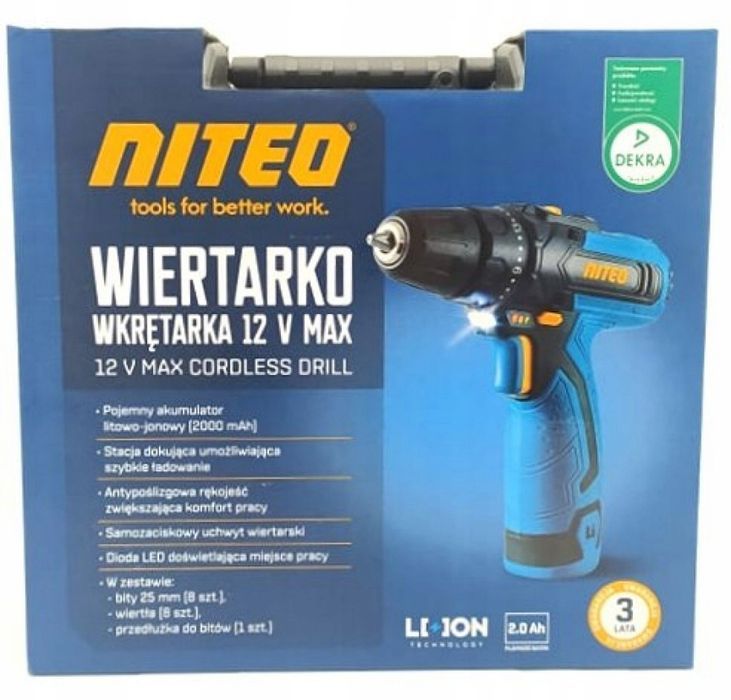 Wiertarko wkrętarka Niteo 12v max walizka akumulatorowa Nowa akcesoria