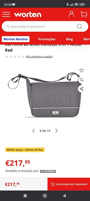 Carrinho 3 em 1 marca Lorelli