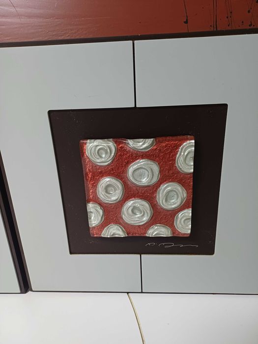 Quadros abstratos com arte em vidro fundido 2 unidades