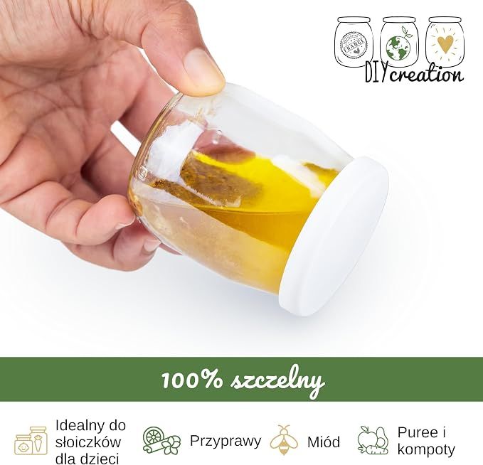 DIY Creation Bob szklany słoiczek na jogurt z pokrywką 143 ml