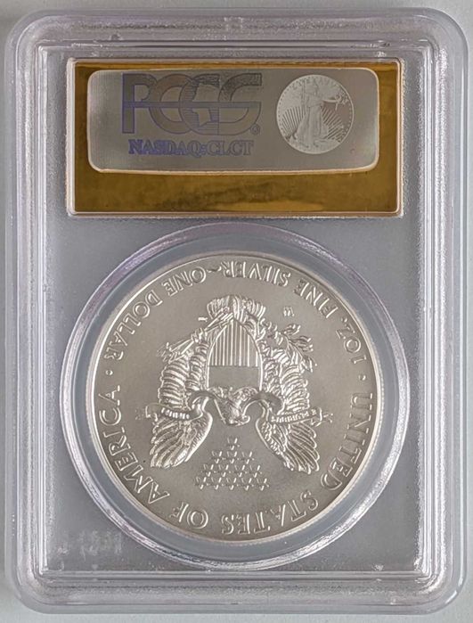 Moeda Prata certificada 1oz 2015-W Silver Eagle PCGS SP70 Mate