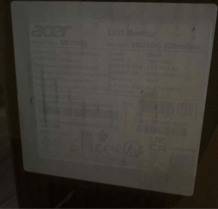 Монитор 23.6" Acer Nitro ED240QS3bmiipx (UM.UE0EE.301)