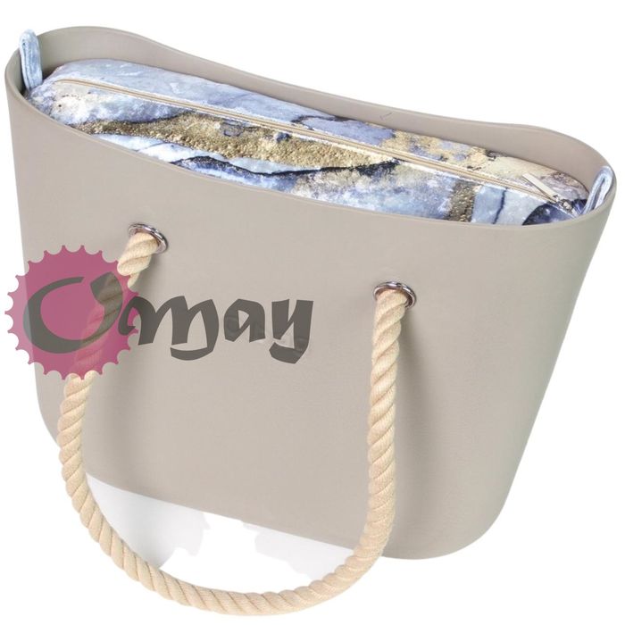 organizer do OBAG BAG MINI welur niebieski beż 2 kieszenie wkład OMAY