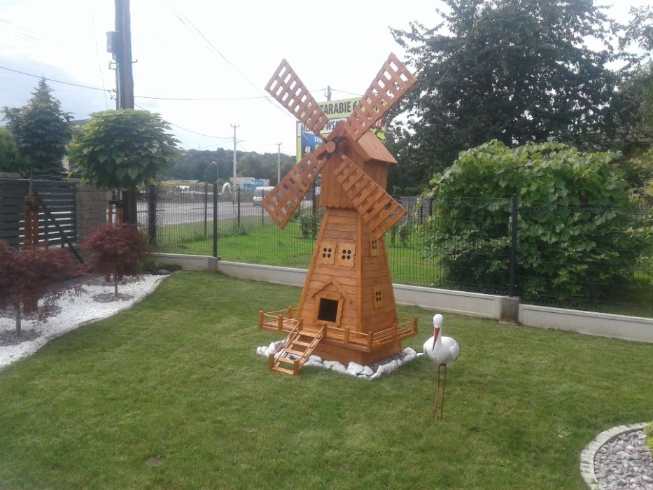 Wiatrak drewniany 220 cm do dachu Mega ładny na prezent ! Producent