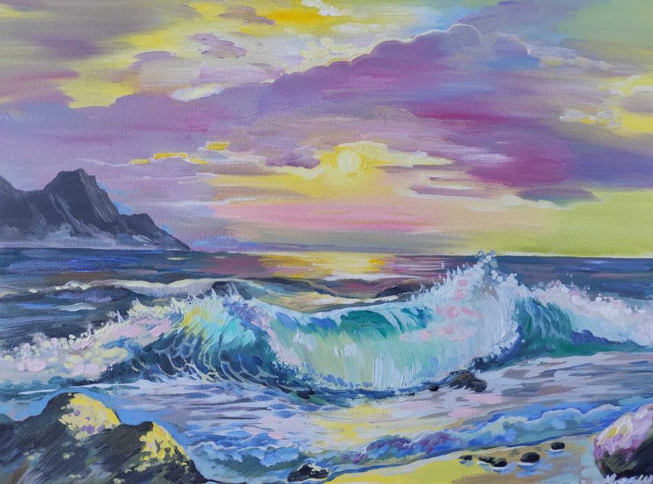 Картина маслом море