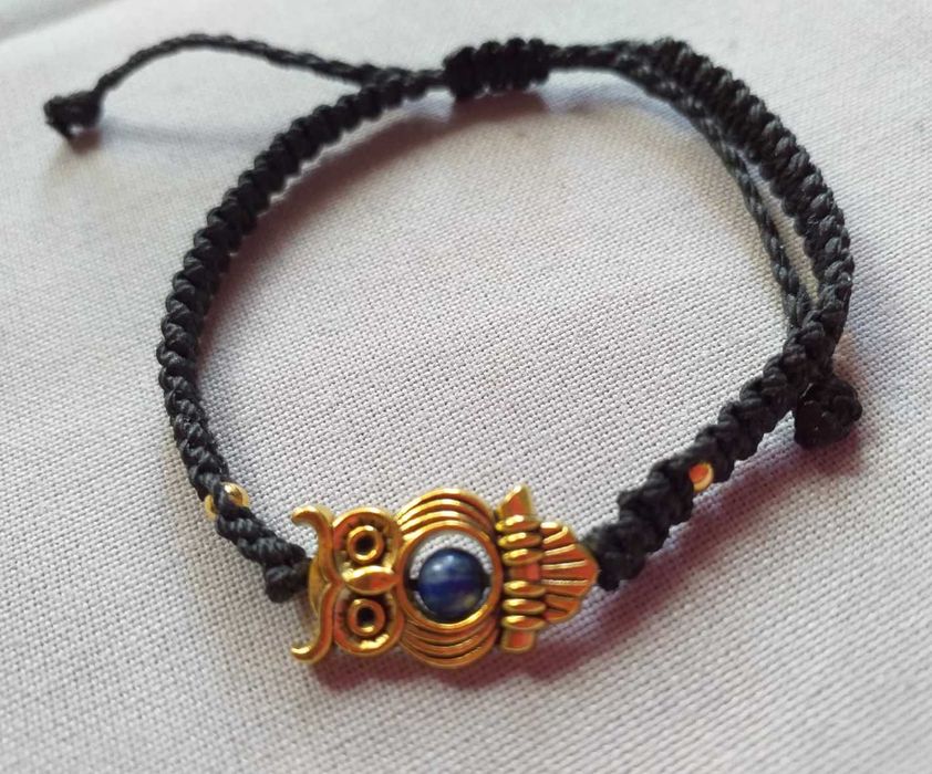 7 Pulseiras em Macramê com Corujas e Pedras Naturais em diversas cores