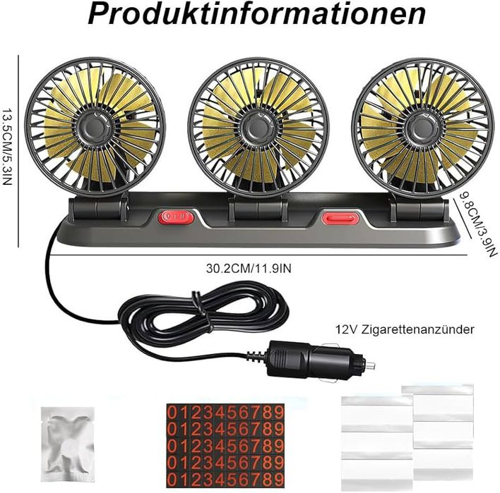 Wentylator samochodowy, potrójny wentylator, 360  2 prędkości