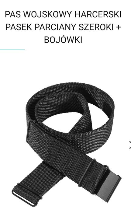 Pas wojskowy harcerski parciany czarny plus bojówki