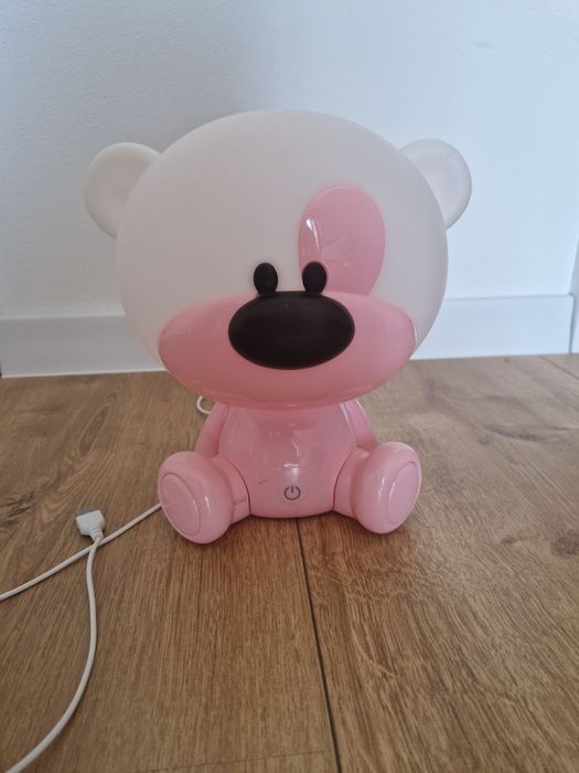 Lampka nocna dla dziecka dziewczynki miś, różowa